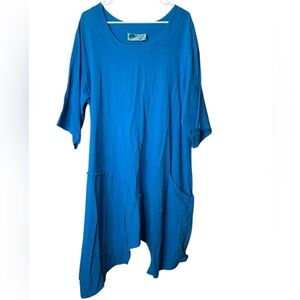 Water Sister Cotton Gauzy Midi Dress Size 3 Asymmetrical Lagenlook Artsy Layer